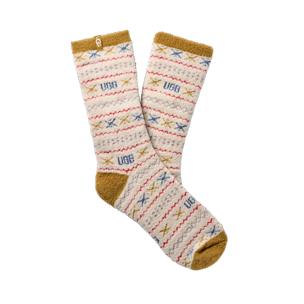 UGG Women's Leslie Graphic Crew Sock Ochre Green Multi UGGisle