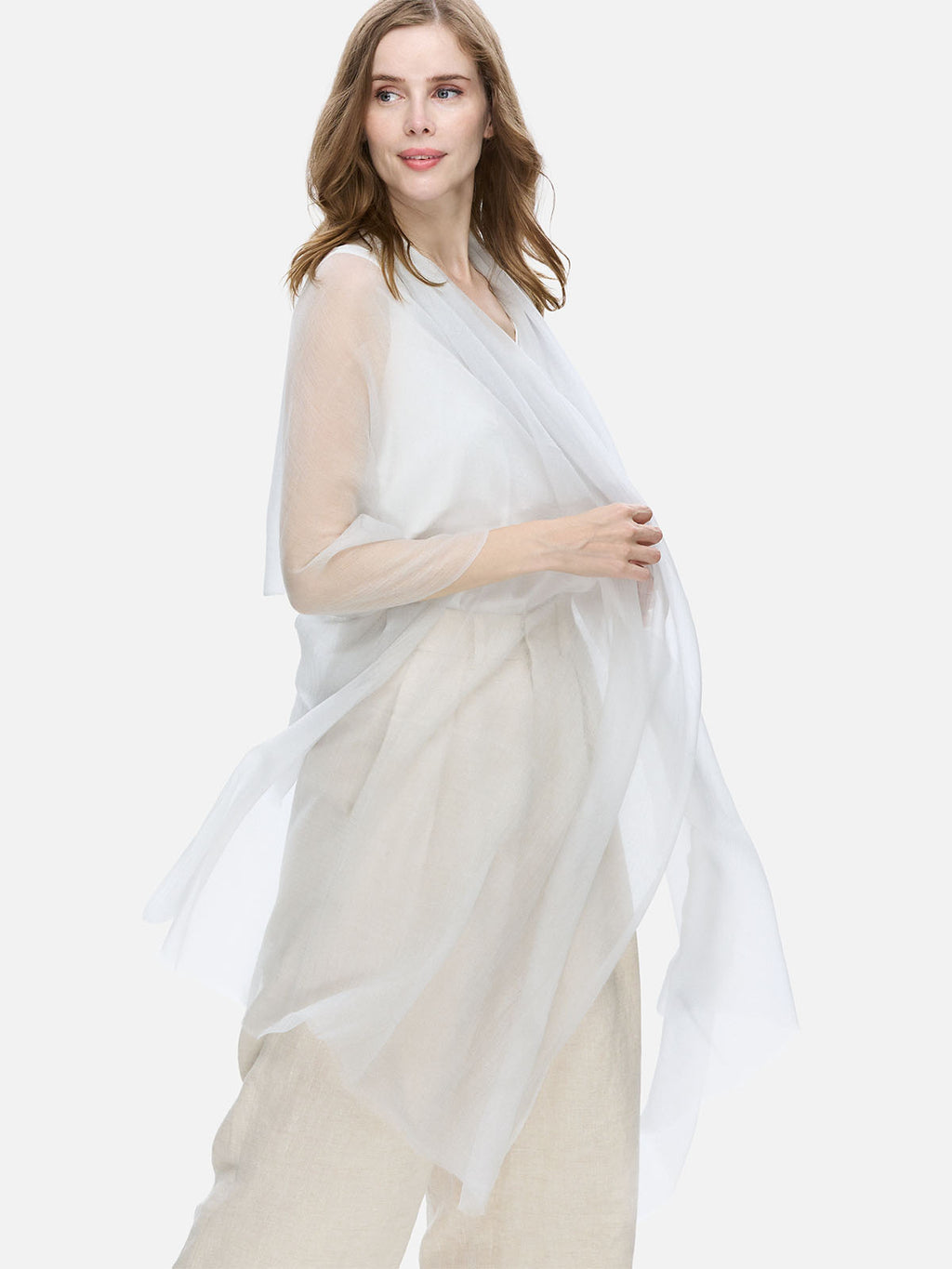Featherlight Silver Cashmere Scarf