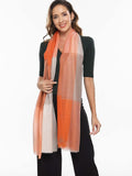 Featherlight Orange White Cashmere Scarf