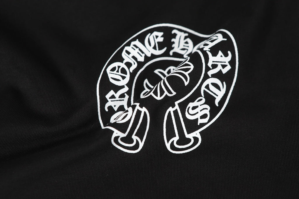 Chrome Hearts Logo Flag Long Sleeve Tee - Black White Gothic Street T-Shirt K2126