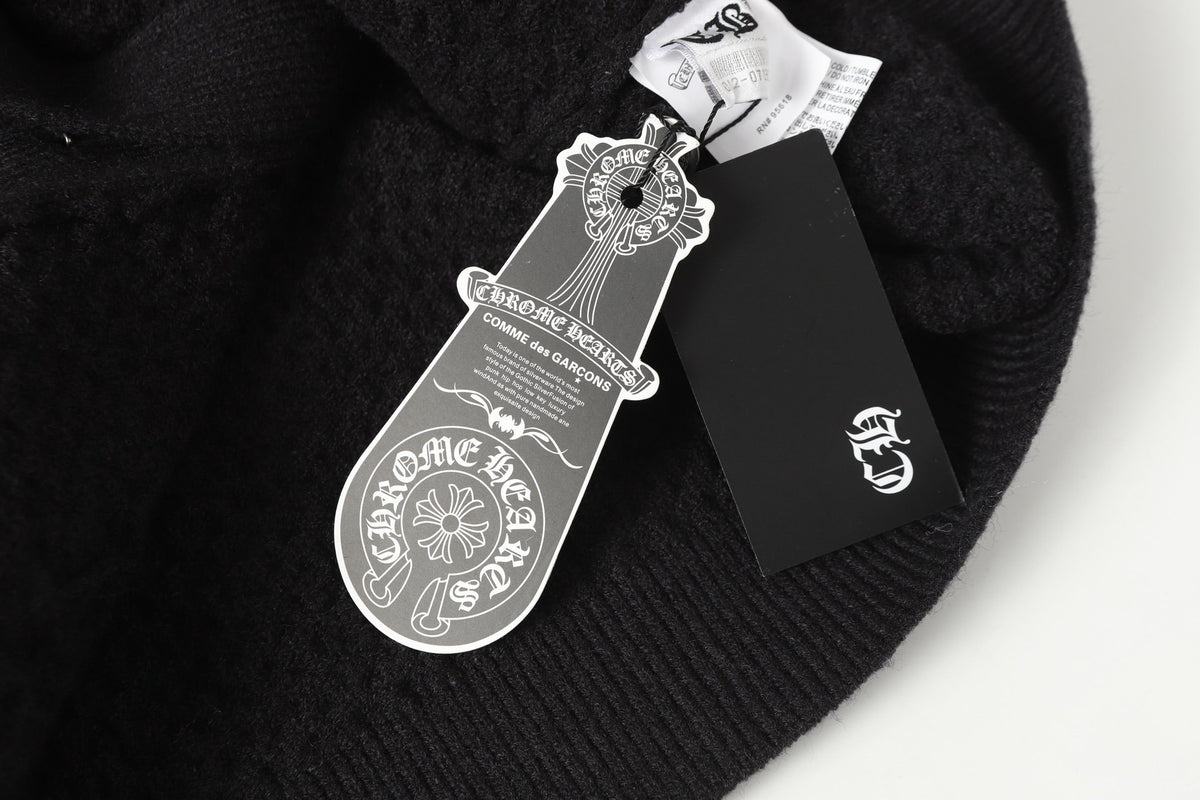 Chrome Hearts Gothic Cross Knit Cardigan - Black Grey Streetwear Jacket 904