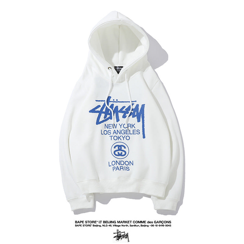 Stussy Hoodie Embroidered Fleece Fashion Hooded Sweater