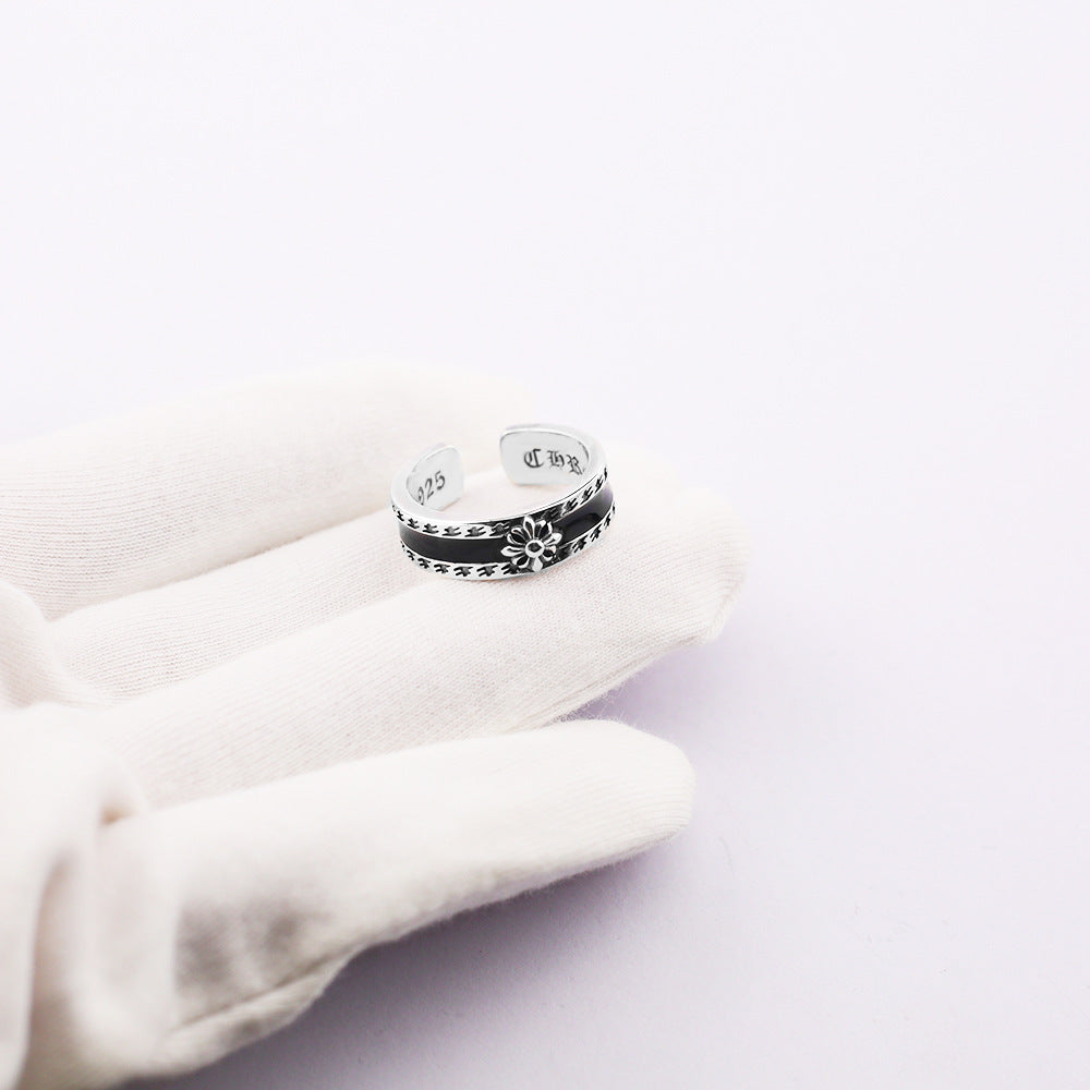 Chrome Hearts cross print retro style open ring