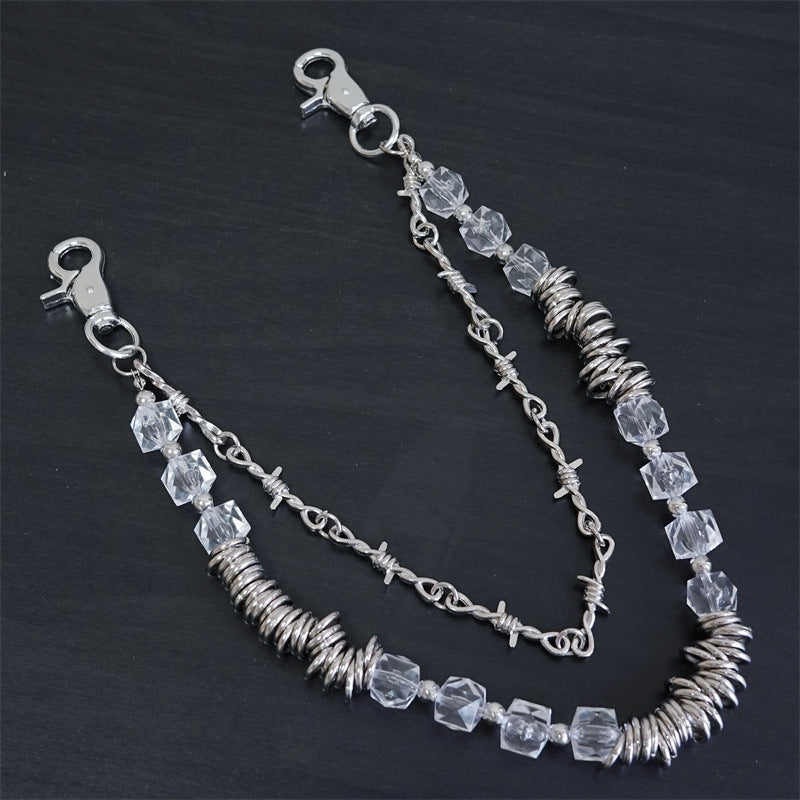Chrome Hearts Retro fashion thorn shaped pearl bag chain