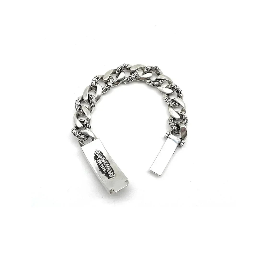 Chrome Hearts Silver Cross Link Cuban Bracelet